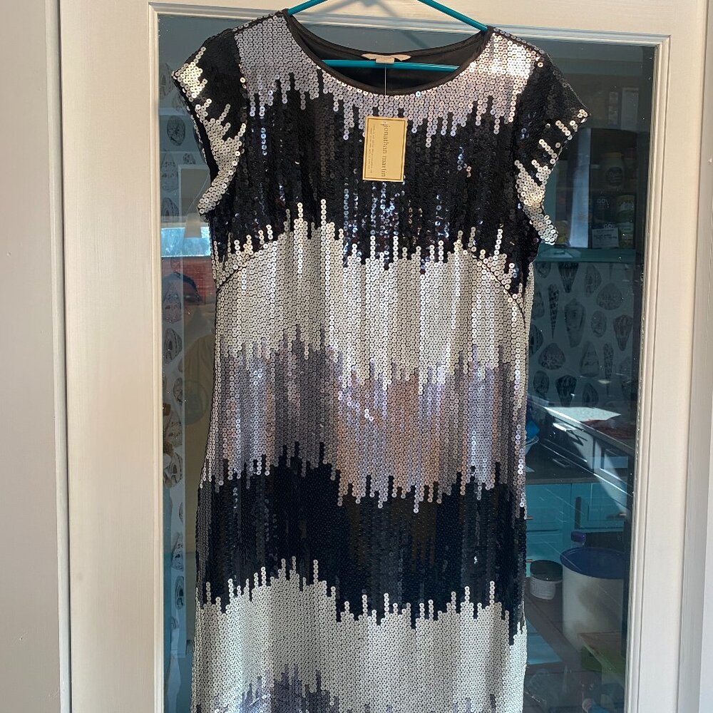 Jonathan Martin Sequin Stretch Cocktail Dress